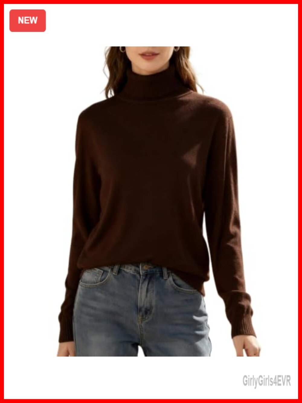 Women's Long Sleeve Turtleneck Sweater Pullover Rib Knit Cozy Winter